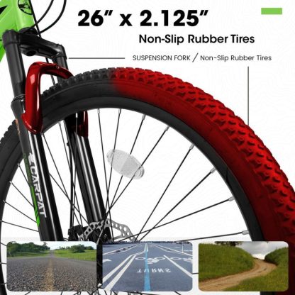 Cycling |  A2610 26 inch Mountain Bike 21 Speeds, Suspension Fork, Steel Frame Disc-Brake for Men Women Bicycle Adlut Bike Cycling Cycling