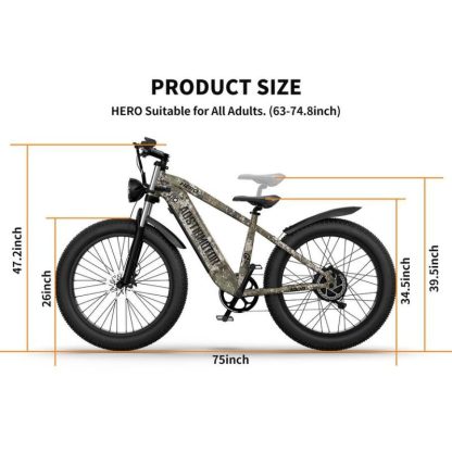 Cycling |  E-bike 26″1000W Electric Bike 52V 20Ah battery SAMSUNG All-terrain EBike Mountain Bicycle（Camouflage） Cycling Cycling