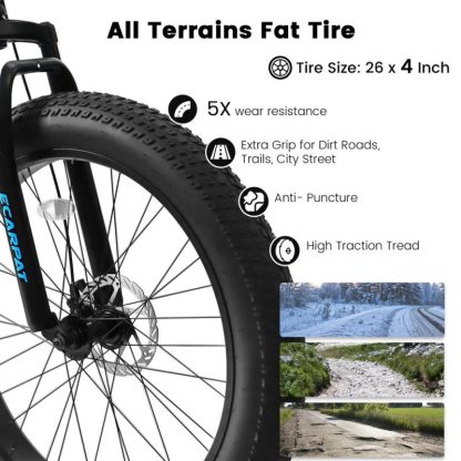 Cycling |  Ecarpat 26 Inch Fat Tires Mountain Bike,21-Speed Disc Brakes, Trail Beach Snow Commuter City Mountain Bike Cycling Cycling