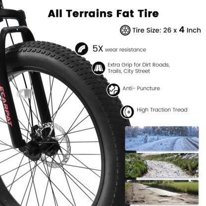 Cycling |  Ecarpat 26-inch Fat Tires Mountain Bike Cycling Cycling