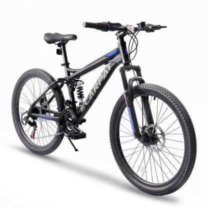 Cycling |  Ecarpat Mountain Bike 24 Inch Wheels, 21-Speed Full Suspension Trail Commuter City Mountain Bike, Carbon Steel Frame Cycling Cycling