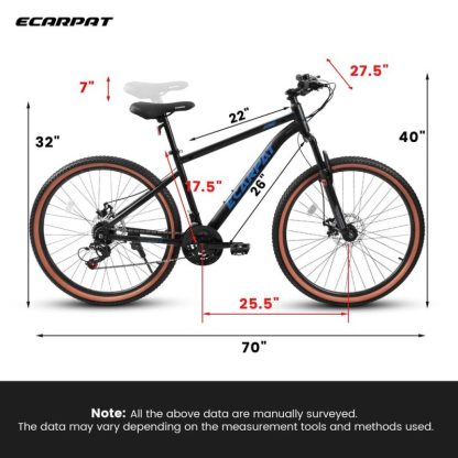 Cycling |  Ecarpat Mountain Bike 27.5 Inch Wheels, 21-Speed Trail Commuter City Mountain Bike,Disc Brakes Thumb Shifter Front Fork Bicycles Cycling Cycling