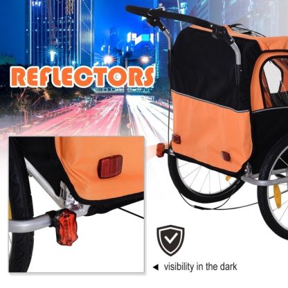 Cycling |  Elite 2-Seat Kid Bicycle Trailer / Jogger with Windows and Canopy, Includes Coupler Attachment, Orange / Black Cycling Cycling