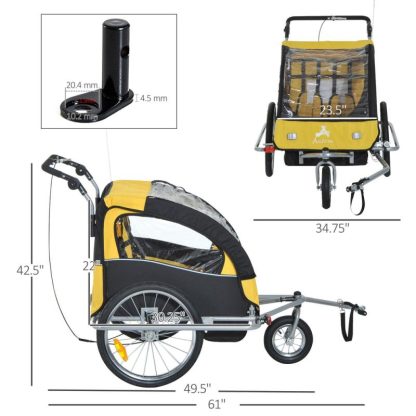 Cycling |  Elite II 3 in 1 Double Child Bike Trailer and Stroller Cycling Cycling