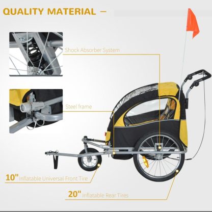 Cycling |  Elite II 3 in 1 Double Child Bike Trailer and Stroller Cycling Cycling