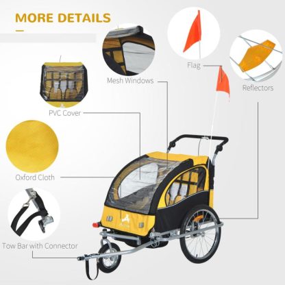 Cycling |  Elite II 3 in 1 Double Child Bike Trailer and Stroller Cycling Cycling