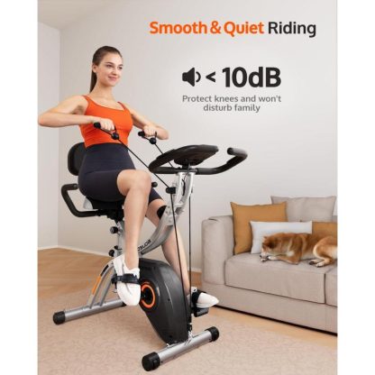 Cycling |  Exercise Bike, Folding Exercise Bike for Seniors 330LB/270LB Capacity, Magnetic X-Bike with 16-Level Resistance, Back Cushion Cycling Cycling