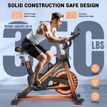 Cycling |  Exercise Bike, Indoor Cycling Bike/Brake Pad Stationary Bike with Silent Belt Drive, Heavy Flywheel, Seat Cushion, LCD Monitor Cycling Cycling