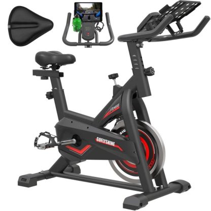 Cycling |  Exercise Bikes Stationary, Indoor Cycling Bike for Home Cardio Gym,Workout Bike with Saddle Cover, Ipad Mount & LCD Monitor Cycling Cycling