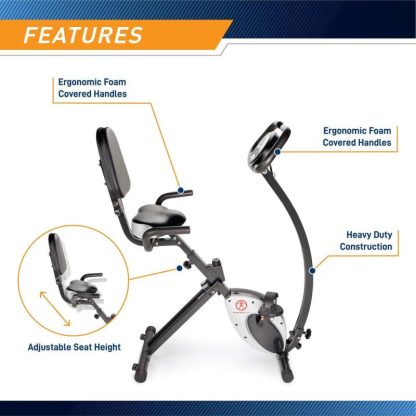 Cycling |  Foldable Upright Exercise Bike with Adjustable Resistance for Cardio Workout & Strength Training Cycling Cycling