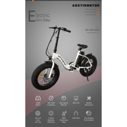 Cycling |  Folding Electric Bike Ebike Bicycle 500W Motor 20″ Fat Tire With 36V/13Ah Li-Battery New Model Cycling Cycling