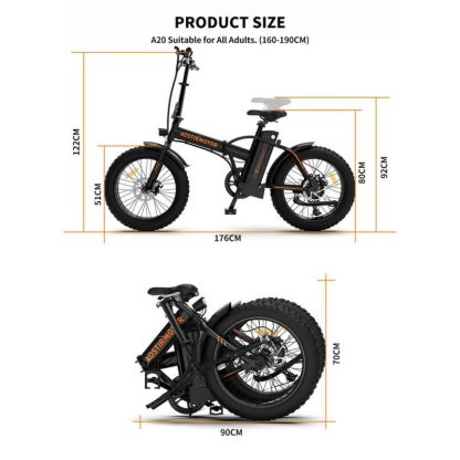 Cycling |  Folding Electric Bike Ebike Bicycle 500W Motor 20″ Fat Tire With 36V/13Ah Li-Battery Cycling Cycling