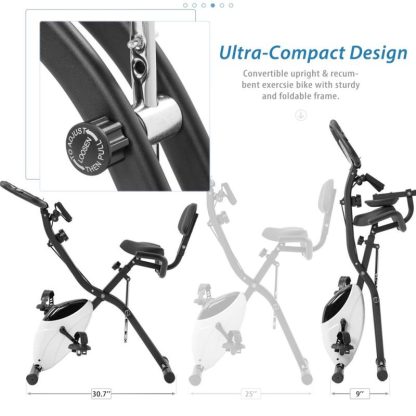 Cycling |  Folding Exercise Bike Fitness Upright and Recumbent X Bike – Recumbent Dimensions 30.7” x 19.7” x 42.3” Cycling Cycling