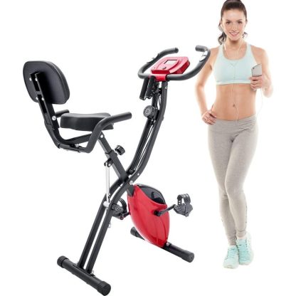 Cycling |  Folding Exercise Bike, Fitness Upright and Recumbent X-Bike with 10-Level Adjustable Resistance Cycling Blue/Green/Red