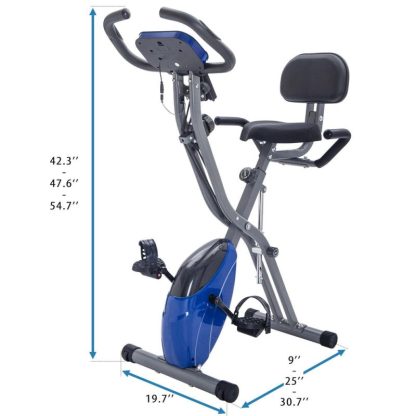 Cycling |  Folding Exercise Bike, Fitness Upright and Recumbent X-Bike with 10-Level Adjustable Resistance, Arm Bands and Backrest Cycling Cycling