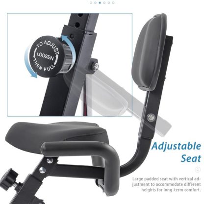 Cycling |  Folding Exercise Bike, Fitness Upright and Recumbent X-Bike with 10-Level Adjustable Resistance, Arm Bands and Backrest Cycling Blue