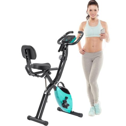 Cycling |  Folding Exercise Bike, Fitness Upright and Recumbent X-Bike with 10-Level Adjustable Resistance Cycling Blue/Green/Red