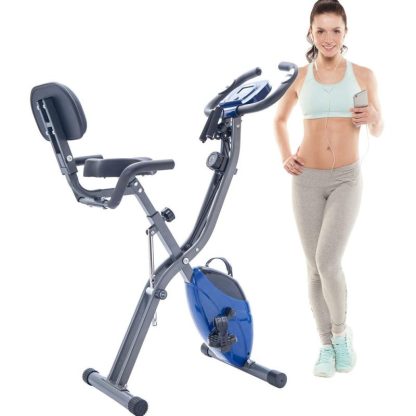 Cycling |  Folding Exercise Bike, Fitness Upright and Recumbent X-Bike with 10-Level Adjustable Resistance Cycling Blue/Green/Red