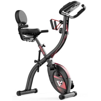 Cycling |  Folding Exercise Bike Magnetic Foldable Stationary Bike, Upright Workout X-Bike with 8-Level Resistance and Arm Resistance Band Cycling Cycling