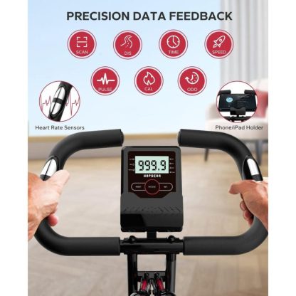 Cycling |  Folding Exercise Bike Magnetic Foldable Stationary Bike, Upright Workout X-Bike with 8-Level Resistance and Arm Resistance Band Cycling Cycling