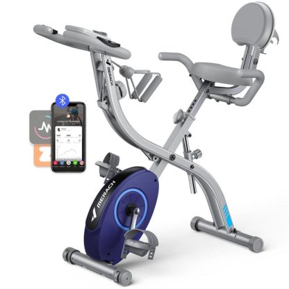 Cycling |  Folding Exercise Bike, Magnetic Stationary Bike for Home with 16-Level Resistance, Exclusive APP, 300LB Capacity, Seat Cushion Cycling Cycling