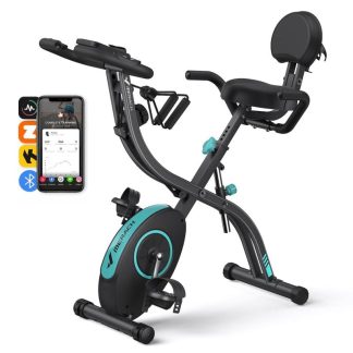 Cycling |  Folding Exercise Bike, Magnetic Stationary Bike for Home with 16-Level Resistance, Exclusive APP, 300LB Capacity & Seat Cushion Cycling Cycling