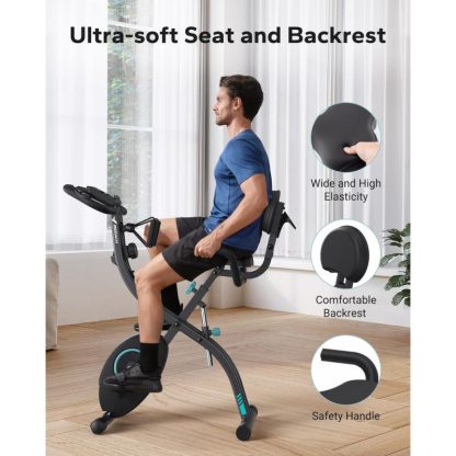 Cycling |  Folding Exercise Bike, Magnetic Stationary Bike for Home with 16-Level Resistance, Exclusive APP, 300LB Capacity & Seat Cushion Cycling Cycling