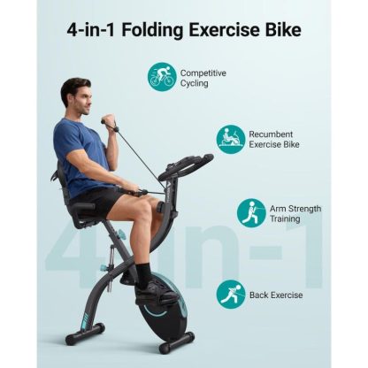 Cycling |  Folding Exercise Bike, Magnetic Stationary Bike for Home with 16-Level Resistance, Exclusive APP, 300LB Capacity & Seat Cushion Cycling Cycling