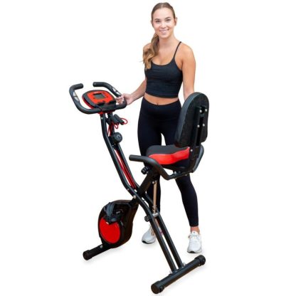 Cycling |  Folding Exercise Bike, Stationary Bikes with Arm Workout Bands, Fitness Bike with 16 Levels Magnetic Resistance, Phone Holder Cycling Cycling