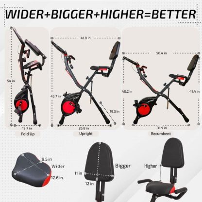 Cycling |  Folding Exercise Bike, Stationary Bikes with Arm Workout Bands, Fitness Bike with 16 Levels Magnetic Resistance, Phone Holder Cycling Cycling