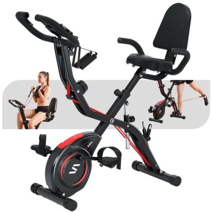 Cycling |  Folding Exercise Bike w/ Arm & Leg Bands, Foldable Stationary Bike for Seniors, Recumbent Exercise Bike, Pluse Sensor, Back Rest Cycling Cycling