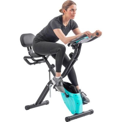 Cycling |  Folding Exercise X-Bike with Arm Bands and Backrest Cycling Blue/Green/Red