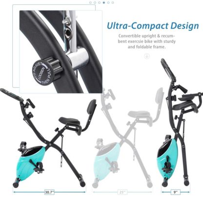 Cycling |  Folding Exercise X-Bike with Arm Bands and Backrest Cycling Blue/Green/Red