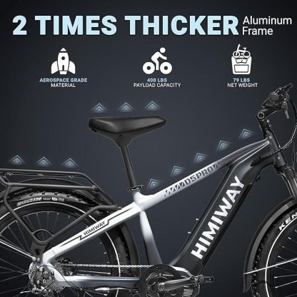 Cycling |  Himiway D5 Pro Mid-drive 26″x4″ Electric Bike, 80Miles Range 48V 20Ah Battery 500W Ebike, 400LBS Payload, 25MPH, 9 Speed Cycling Cycling