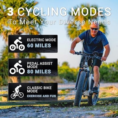 Cycling |  Himiway D5 Upgraded 750W Torque Sensor Electric Bike- 80Mi Long Range, 26″ x 4″ Fat Tires, 25 MPH, 7 speed – 50 x 84 Cycling Cycling