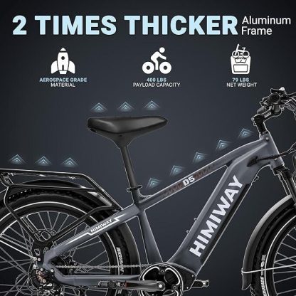 Cycling |  Himiway D5 Upgraded 750W Torque Sensor Electric Bike- 80Mi Long Range, 26″ x 4″ Fat Tires, 25 MPH, 7 speed – 50 x 84 Cycling Cycling