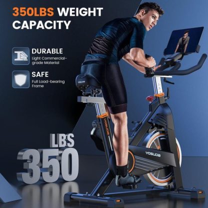 Cycling |  Magnetic Exercise Bike 350 lbs Weight Capacity – Indoor Cycling Bike Stationary with Comfortable Seat Cushion, Silent Belt Drive Cycling Cycling