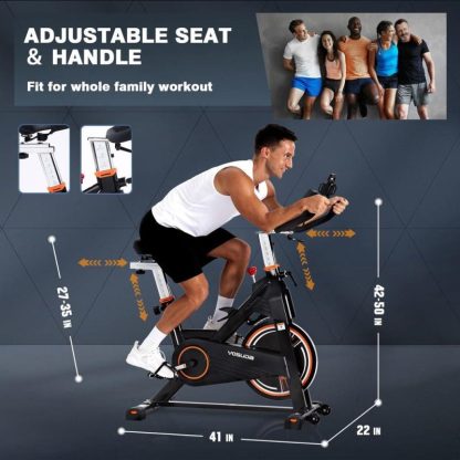 Cycling |  Magnetic Exercise Bike 350 lbs Weight Capacity – Indoor Cycling Bike Stationary with Comfortable Seat Cushion, Silent Belt Drive Cycling Cycling