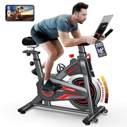 Cycling |  Magnetic Exercise Bike with Bluetooth, Stationary Bikes for Home with iPad Holder & Comfortable Seat Cushion, 350lbs Capacity Cycling Cycling