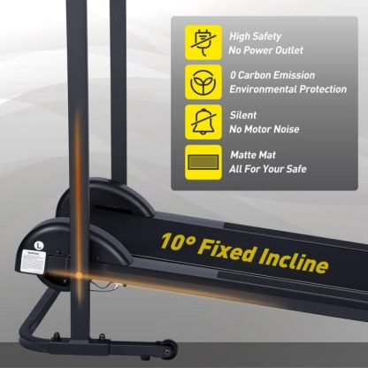 Cycling |  Manual Treadmill Non Electric Treadmill with 10degrees Incline Small Foldable Treadmill Cycling Cycling