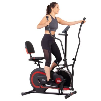 Cycling |  PATENTED 3 in 1 Exercise Machine, Elliptical with Seat Back Cushion, Upright Cycling, and Reclined Bike Modes, Cycling Cycling