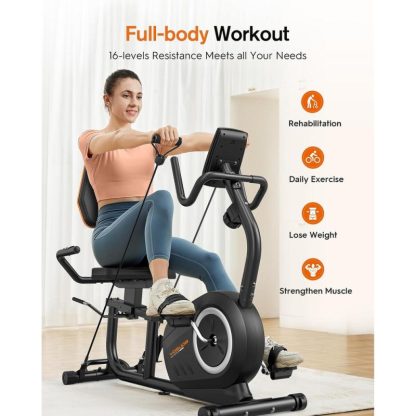 Cycling |  Recumbent Exercise Bike for Adults Seniors with Quick Adjust Seat, 350LB Capacity & 16-level Resistance Cycling Cycling