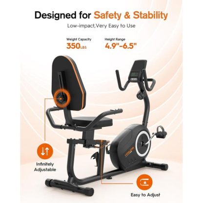 Cycling |  Recumbent Exercise Bike for Adults Seniors with Quick Adjust Seat, 350LB Capacity & 16-level Resistance Cycling Cycling