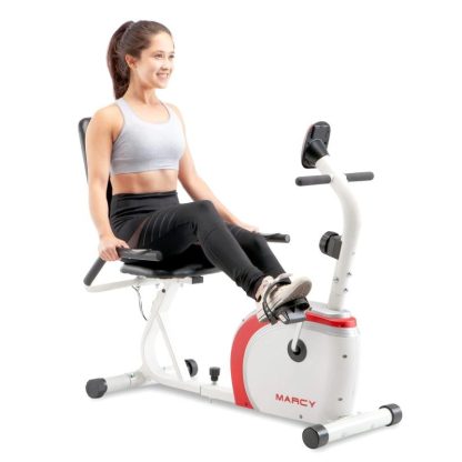 Cycling |  Recumbent Exercise Bike with Magnetic Resistance and Pulse Sensor NS-908R White 30.50 x 11.50 x 21.50 inches Cycling Cycling