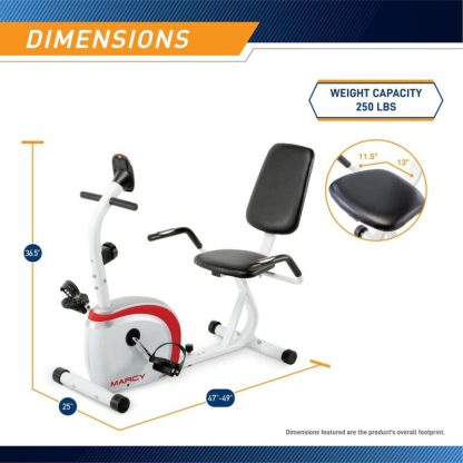 Cycling |  Recumbent Exercise Bike with Magnetic Resistance and Pulse Sensor NS-908R White 30.50 x 11.50 x 21.50 inches Cycling Cycling