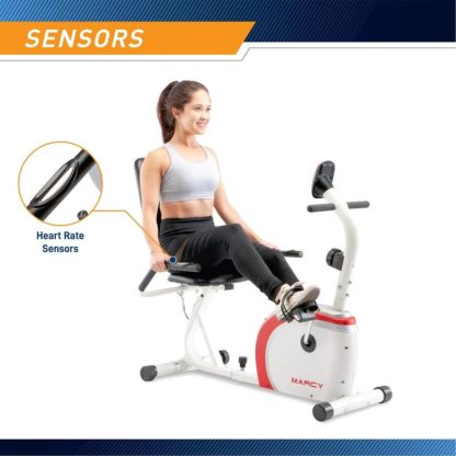 Cycling |  Recumbent Exercise Bike with Magnetic Resistance and Pulse Sensor NS-908R White 30.50 x 11.50 x 21.50 inches Cycling Cycling