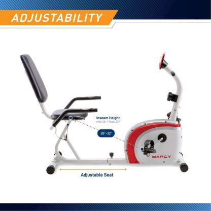 Cycling |  Recumbent Exercise Bike with Magnetic Resistance and Pulse Sensor NS-908R White 30.50 x 11.50 x 21.50 inches Cycling Cycling