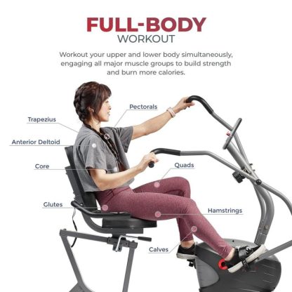 Cycling |  Recumbent Magnetic Bike with Dual Motion Arm Exercisers, Adjust Seat & Exclusive SunnyFit App Enhanced Bluetooth Connectivity Cycling Cycling