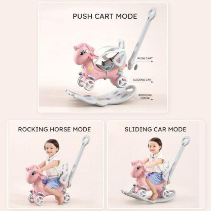 Cycling |  Rocking Horse for Toddlers, Balance Bike Ride On Toys with Push Handle, Balance Board for Baby Kids Cycling Cycling