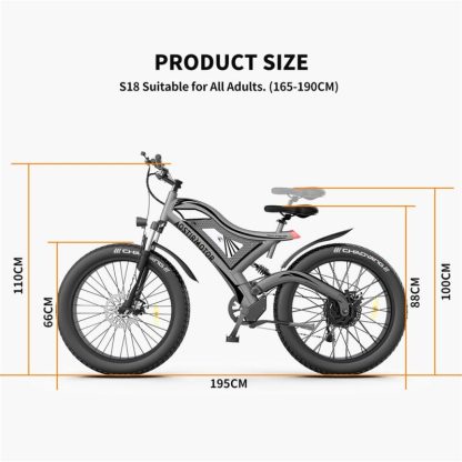 Cycling |  S18 26″ 750W Electric Bike Fat Tire 48V 15AH Removable Lithium Battery for Adults Cycling Cycling